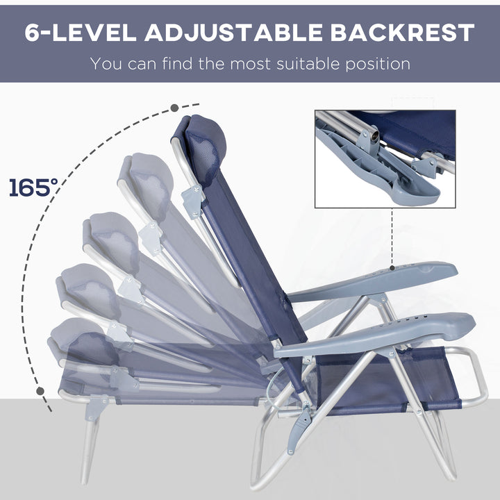 Outsunny Set of 2 Fishing Chairs, Camping Chairs with Adjustable Backrest and Headrest, Folding Chair for Outdoor, Light Grey