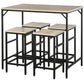 HOMCOM 5 Pieces Industrial Rectangular Bar Table Set, Dining Table Set Breakfast Table with 4 Stools for Dining Room, Kitchen, Dinette, Rustic Brown