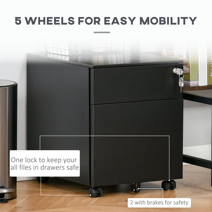 Vinsetto Lockable File Cabinet, Steel Filing Cabinet on Wheels for Legal, A4, Letter Size, with Pencil Tray for Home Office