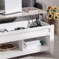 HOMCOM Lift Top Coffee Table with Hidden Storage Compartment and Open Shelves, Lift Tabletop Pop-Up Center Table for Living Room, White