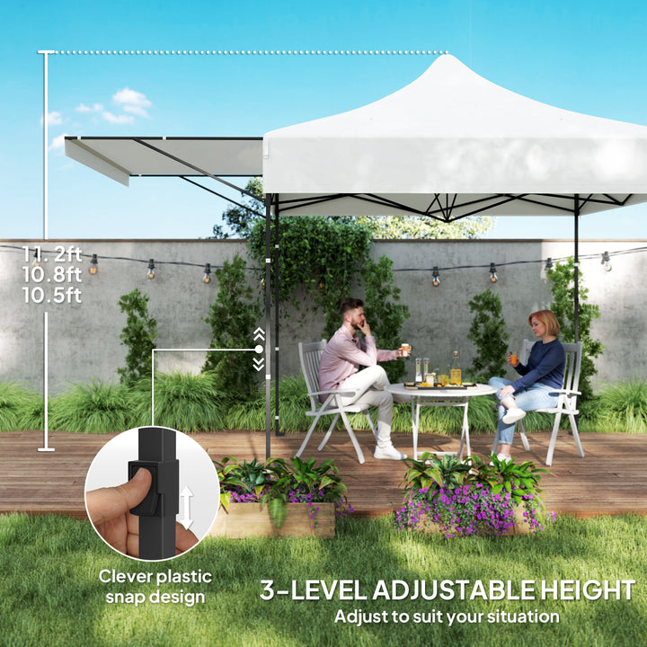 Outsunny 10' x 10' Pop Up Canopy Tent with Awning and Sidewalls, Instant Sun Shelter with Wheeled Bag and Sand Bags