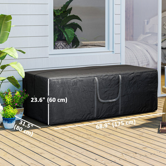 Outsunny 840L Outdoor Patio Cushion Storage Bag, UPF30+, Waterproof 600D Oxford Heavy Duty Furniture Storage Bag, Black