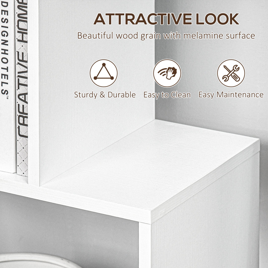 HOMCOM Wooden S Shape Bookcase 6 Shelves Storage Display Home Office Furniture