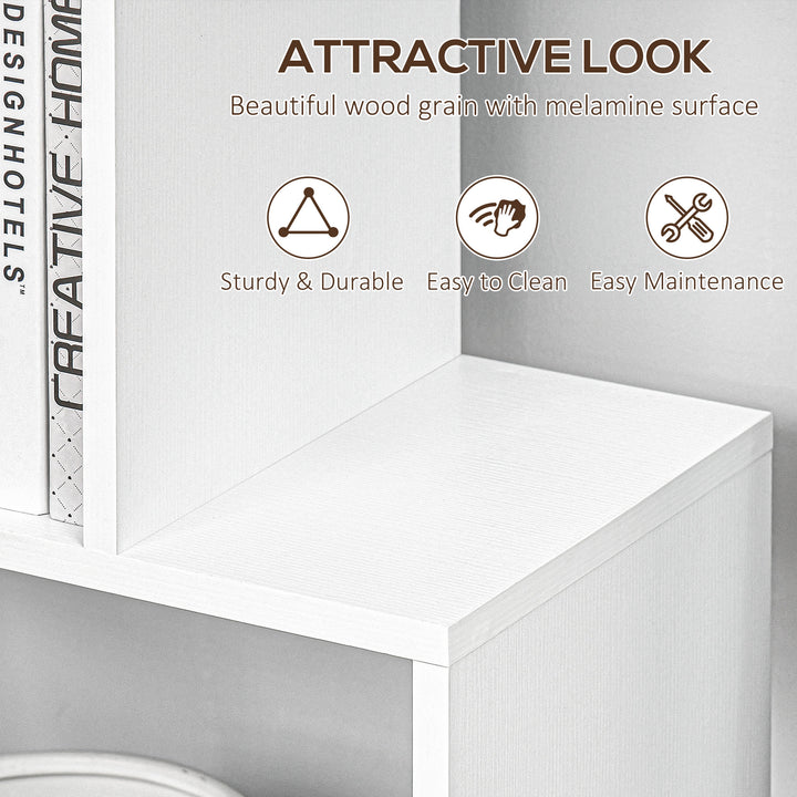 HOMCOM Wooden S Shape Bookcase 6 Shelves Storage Display Home Office Furniture