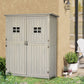 Outsunny 4x1.5ft Wooden Garden Storage Shed, Outdoor Tool Cabinet Organizer with Windows and Double Door, Grey