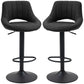 HOMCOM Bar Stools Set of 2, Swivel Counter Height Barstools with Adjustable Height, Linen Upholstered Bar Chairs with Round Metal Base and Footrest, Blue