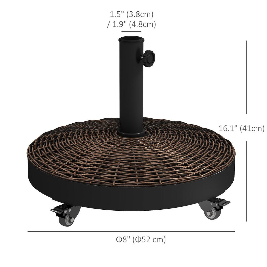 Outsunny 20.5" Round Parasol Base Resin Patio Umbrella Base Garden Parasol Holder Outdoor Offset Weight Stand with Wheels Black