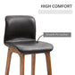 HOMCOM Modern Bar Stools Set of 2, Counter Height Bar Chair with PU Leather Wooden Frame Padding Seats for Dining Room Home Bar, Dark Brown