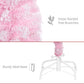 HOMCOM 7.5 FT Snow Flocked Artificial Christmas Tree, Pencil Xmas Tree with Realistic Branches, Auto Open and Steel Base, Pink