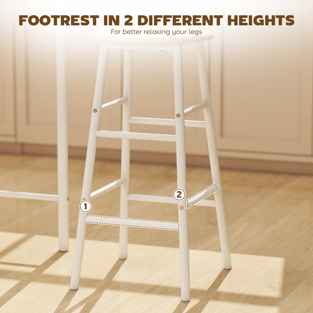 HOMCOM 3 Piece Counter Height Bar Table Set with 1 Table, 2 Matching Stools, Dining Table Set with Storage Shelf and Metal Frame Footrest, Black and Oak