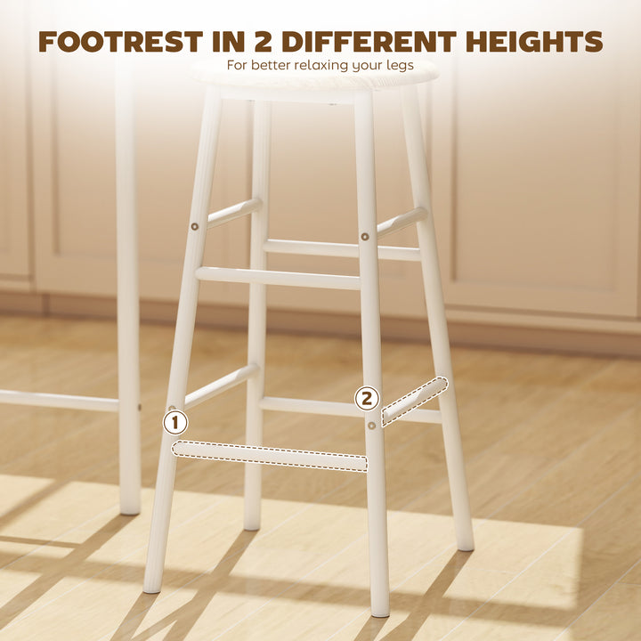 HOMCOM 3 Piece Counter Height Bar Table Set with 1 Table, 2 Matching Stools, Dining Table Set with Storage Shelf and Metal Frame Footrest, Black and Oak