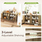 HOMCOM 55" Buffet Cabinet, Modern Sideboard with 2 Fluted Doors and Adjustable Shelf for Kitchen, Living Room, White