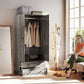 HOMCOM Modern Wardrobe Closet Armoire with 2 Drawers and Hanging Rod, Clothes Storage Organizer for Bedroom, Grey