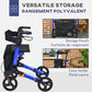 HOMCOM Rollator for Seniors with Seat, Back, Cane Holder, Aluminium Folding Rolling Walker with Adjustable Handle, Bag, Blue