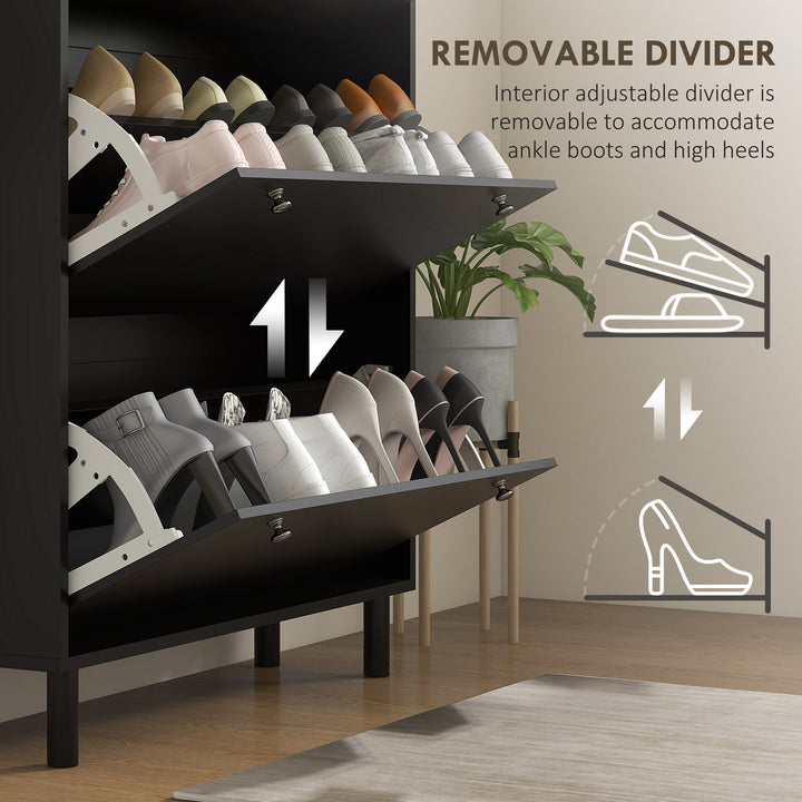 HOMCOM Entryway Shoe Storage Small Modern Flip-Flop Shoe Cabinet with 3 Flip Drawers Adjustable Shelves for 24 Pairs of Shoes, White