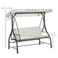 Outsunny Convertible Patio Swing Bed with Canopy and Cushions, 3 Seater Porch Swing for Outdoor, Backyard, Garden, Cream White