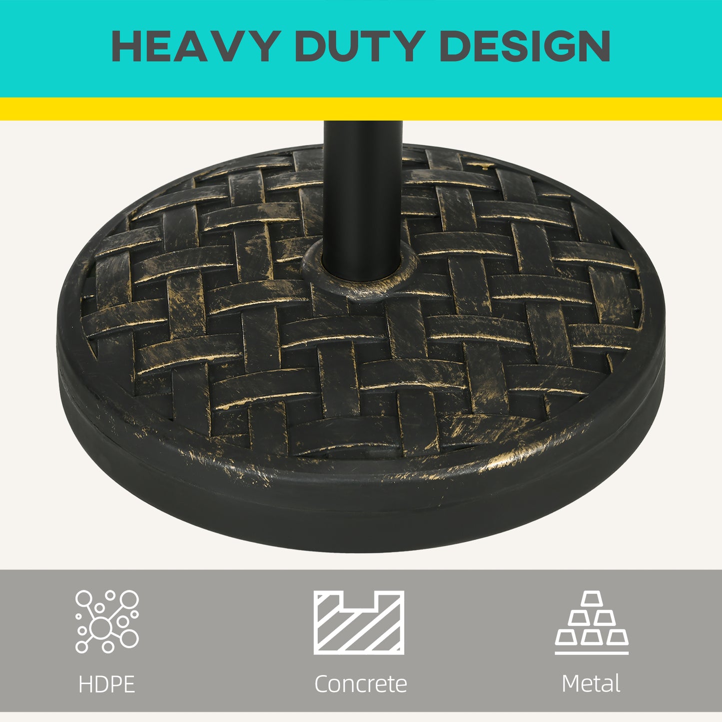 Outsunny 40lbs. Concrete Umbrella Base with Rattan Effect, Heavy Duty Parasol Stand for Outdoor Patio Umbrella, Bronze
