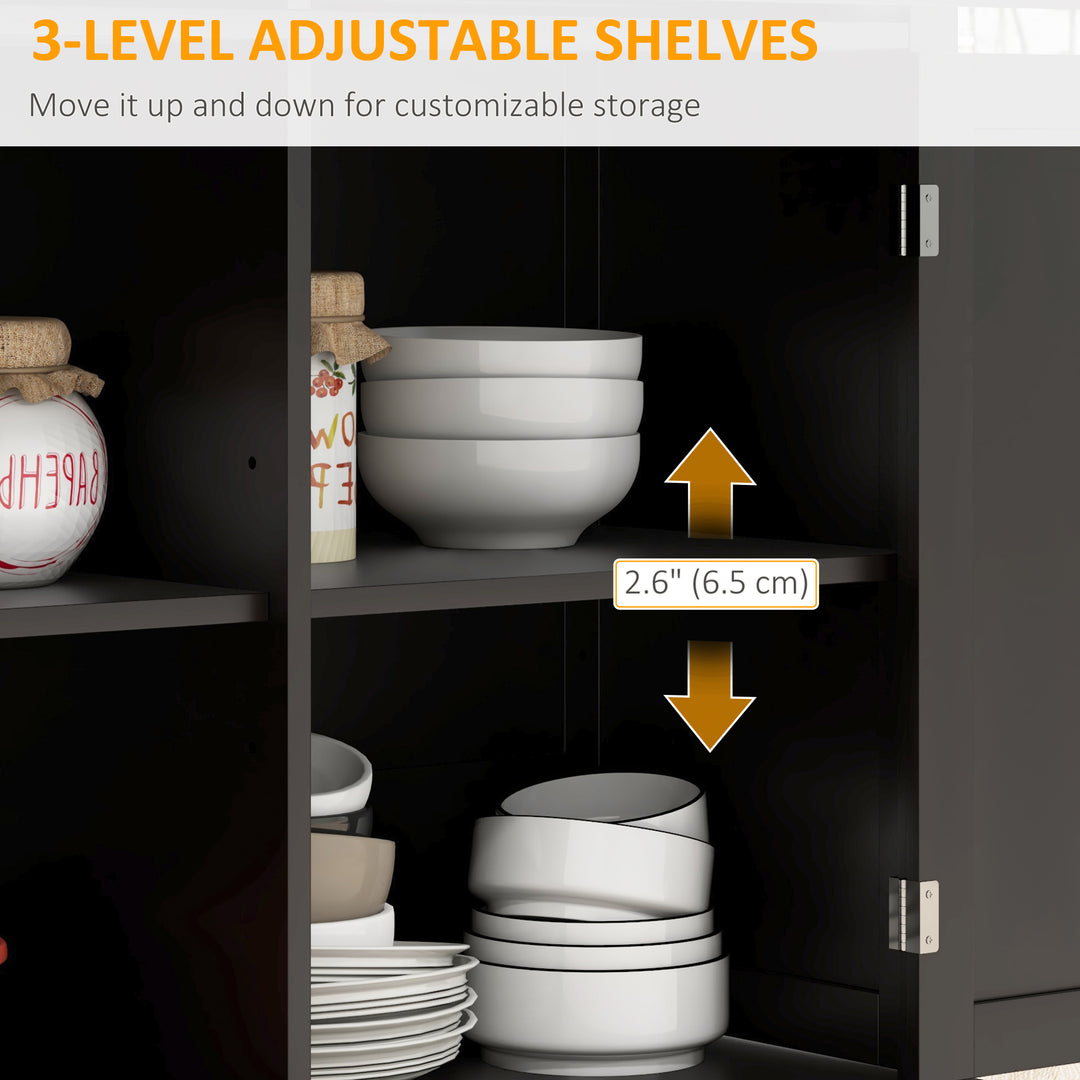 HOMCOM Rolling Kitchen Island with Drop Leaf Wood Breakfast Bar, Farmhouse Kitchen Cart with 2 Drawers, Adjustable Shelves for Dining Room (White)