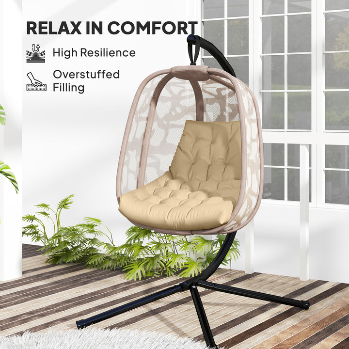 Outsunny Outdoor Swing Cushion, Tufted Patio Cushion Replacement for Garden Chair Egg Chair,  Indoor Outdoor Seat Cushion, Grey