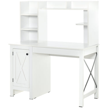 HOMCOM Computer Desk with Storage, 47 Inch Farmhouse Home Office Desk with Open Shelves and 2-Tier Cabinet, White