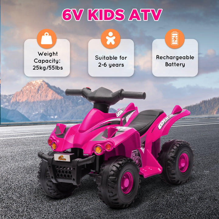 Qaba 6V Kids ATV Quad w/ Music, Forward, for 2-6 Years, Red