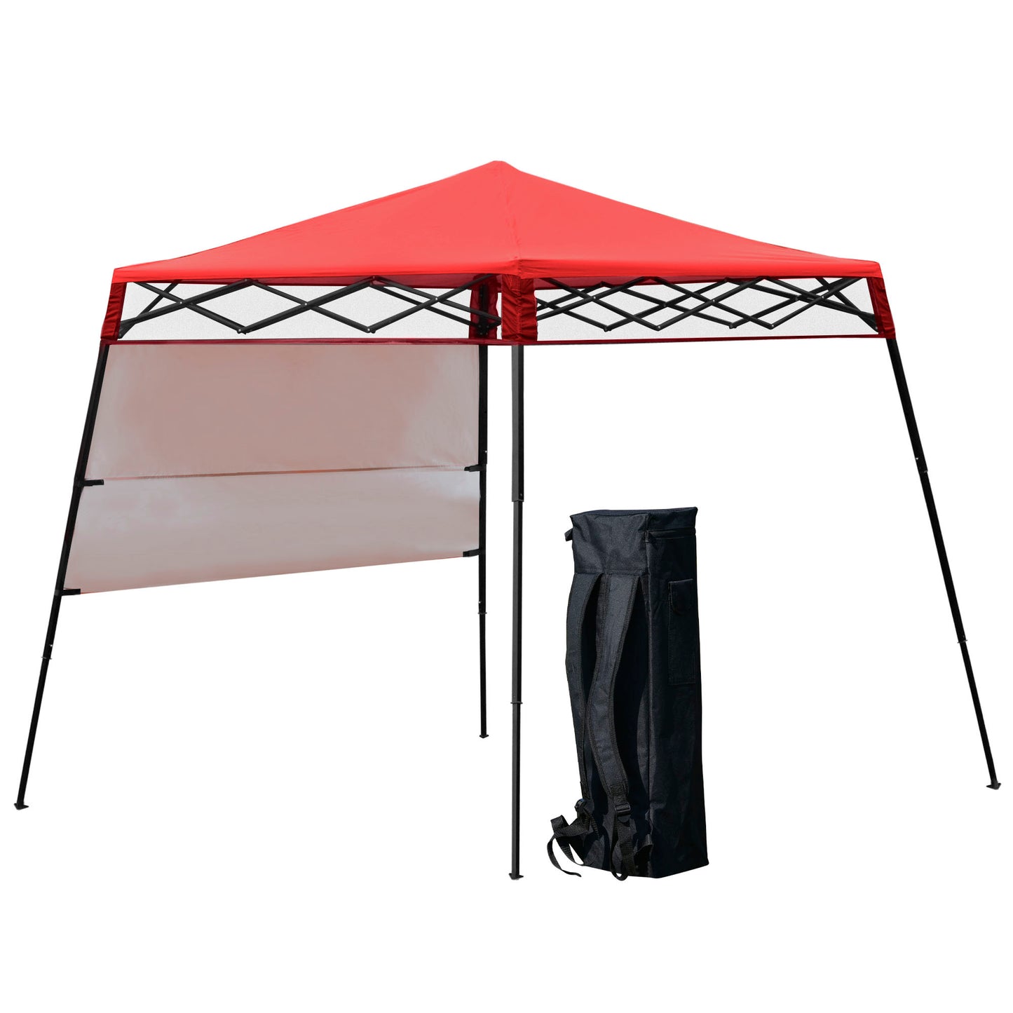 Outsunny 7' x 7' Garden Foldable Pop Up Gazebo Tent with Backpack & Adjustable Legs Outdoor Party Canopy, Blue & Black