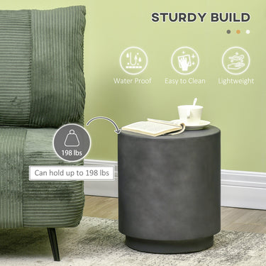 HOMCOM Terrazzo Finish Side Table, 17" Round End Table for Indoor and Outdoor, Charcoal Grey