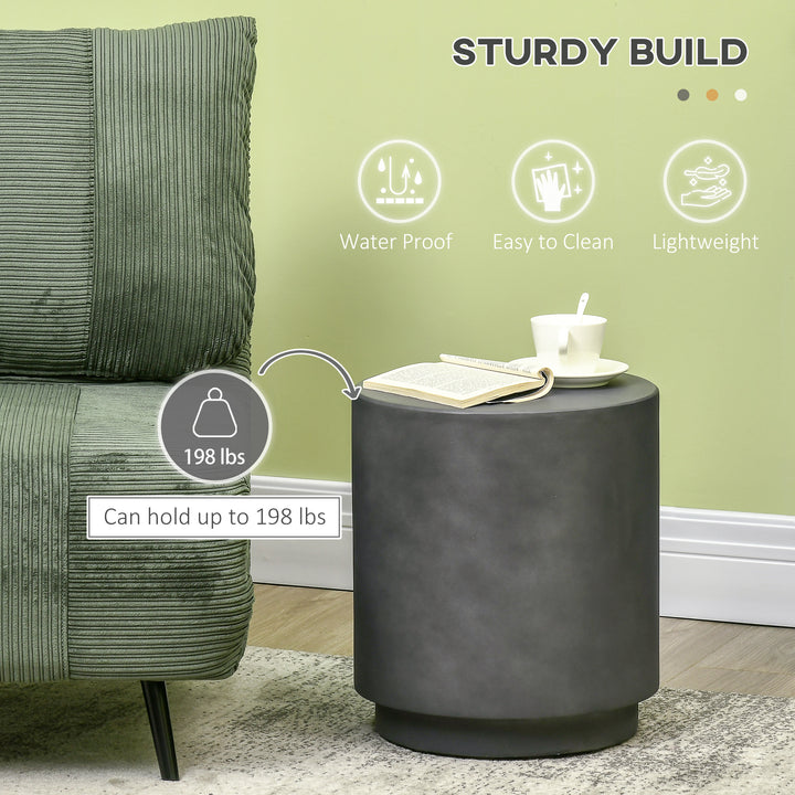 HOMCOM Terrazzo Finish Side Table, 17" Round End Table for Indoor and Outdoor, Charcoal Grey