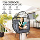 Outsunny Rattan Egg Chair, Indoor Outdoor Lounger with Cushions and Cup Holder for Backyard, Garden, Lawn, Living Room, Grey