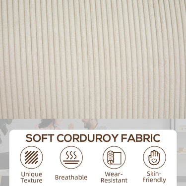 HOMCOM Three Seater Sofa, Fabric 3 Seater Couch with Spring Cushion and Cup Holders for Living Room, Bedroom, Cream White