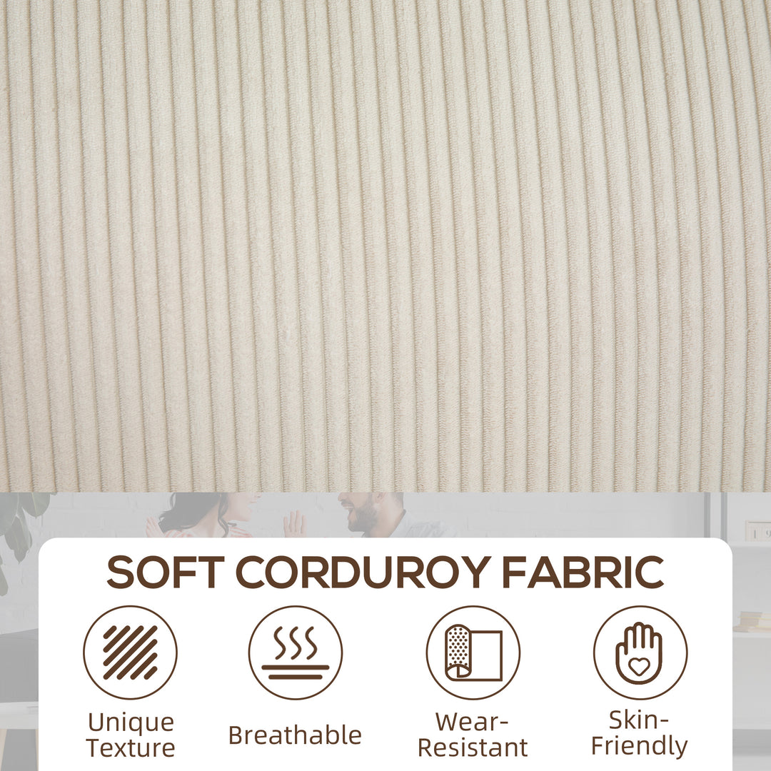 HOMCOM Three Seater Sofa, Fabric 3 Seater Couch with Spring Cushion and Cup Holders for Living Room, Bedroom, Cream White