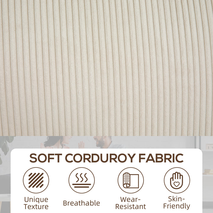 HOMCOM Three Seater Sofa, Fabric 3 Seater Couch with Spring Cushion and Cup Holders for Living Room, Bedroom, Cream White