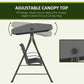 Outsunny Patio Swing Chair, 3 Person Convertible Hammock, Outdoor Swing Lounge Bed, Cushioned with Tilt Canopy, Dark Grey