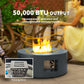 Outsunny 30" Round Propane Fire Pit Table 50,000 BTU Outdoor Gas Fire Table with Waterproof Cover, Decorative Glass Rocks, Tank Holder, Grey
