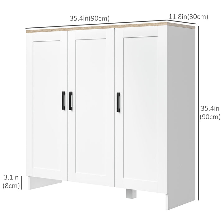 HOMCOM Modern Sideboard Cabinet with Adjustable Shelves, 3 Doors for Modern Kitchen & Dining Room, Ideal for Homeowners, White