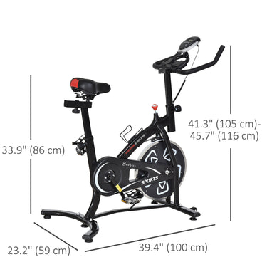 Soozier Exercise Bike, Stationary Bike with LCD Display, Indoor Cycling Bike for Home Workout, with 6kg Flywheel, Black