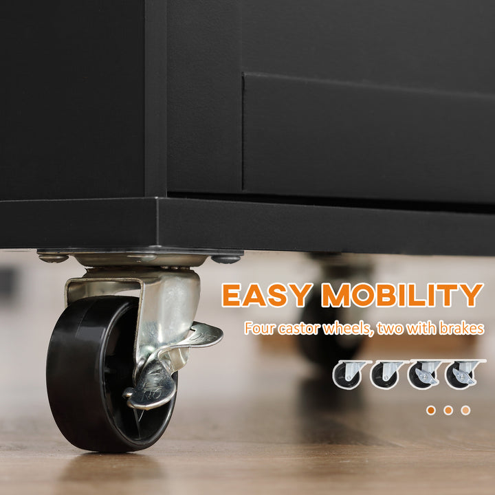 HOMCOM Rolling Kitchen Island Trolley Storage Cart with Rubber Wood Top, 3-Tier Spice Rack, Towel Rack Home Kitchen Carts, White