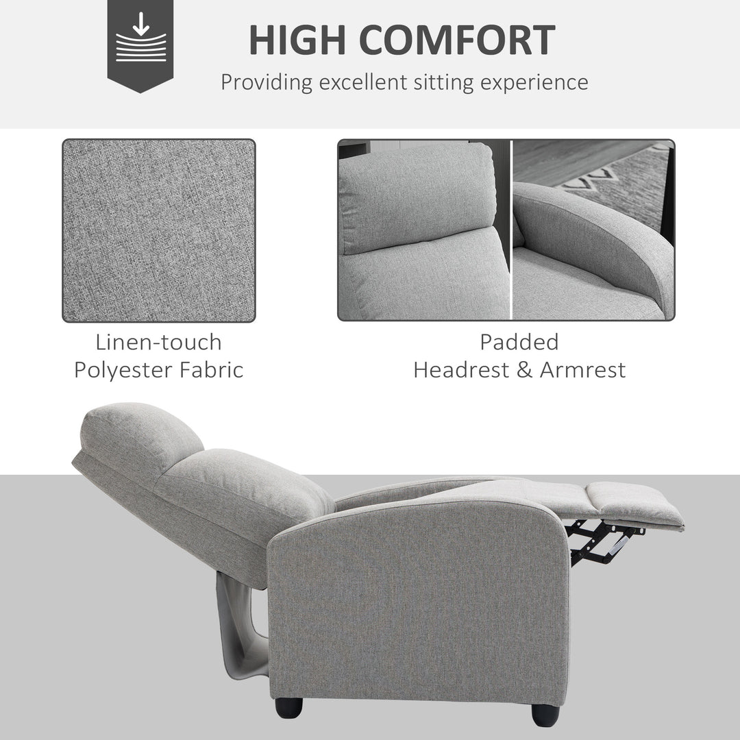 HOMCOM Fabric Recliner Chair Manual Home Theater Seating Single Reclining Sofa Chair with Padded Seat for Living Room, Dark Grey
