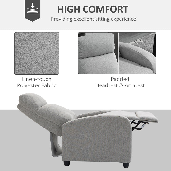HOMCOM Fabric Recliner Chair Manual Home Theater Seating Single Reclining Sofa Chair with Padded Seat for Living Room, Dark Grey