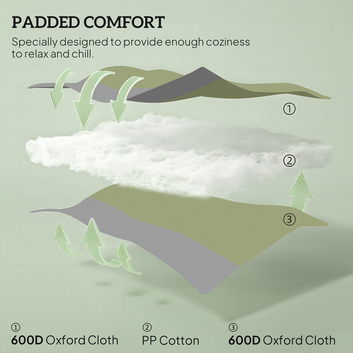 Outsunny Folding Rocking Chair Set, Oversized Outdoor Rocking Chair with 400 lbs Capacity, Wide Seat, Padded High Back, Green