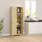 HOMCOM 67" Tall Kitchen Pantry, Freestanding Kitchen Storage Cabinet with 4 Rattan Doors and Adjustable Shelves, White