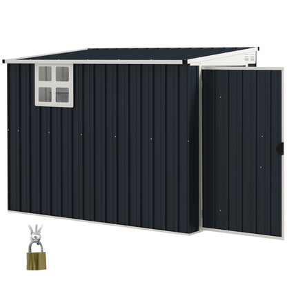 Outsunny 4' x 8' Outdoor Storage Shed, Metal Garden Shed with Window, 2 Vents and Lockable Door for Backyard, Garden, Patio