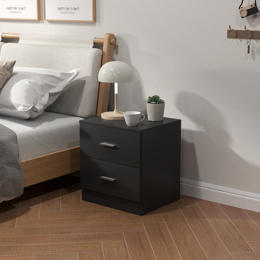 HOMCOM Bedside Table with 2 Drawers, Modern Nightstand for Bedroom, White