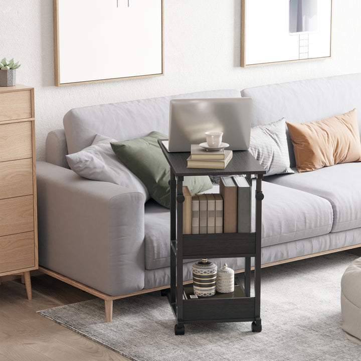 HOMCOM Mobile Standing Desk, Adjustable Height 31.5 inch Stand Up Desk with Wheels for Home Office, Rustic Brown