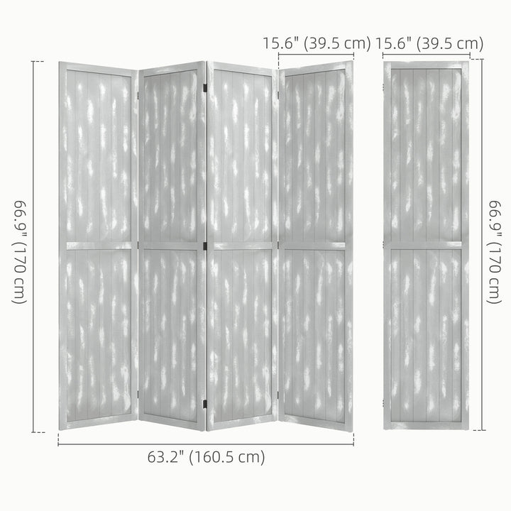 HOMCOM Screen Divider Room Divider Screen with Foldable Design for Indoor Bedroom Office 5.5' Rustic White