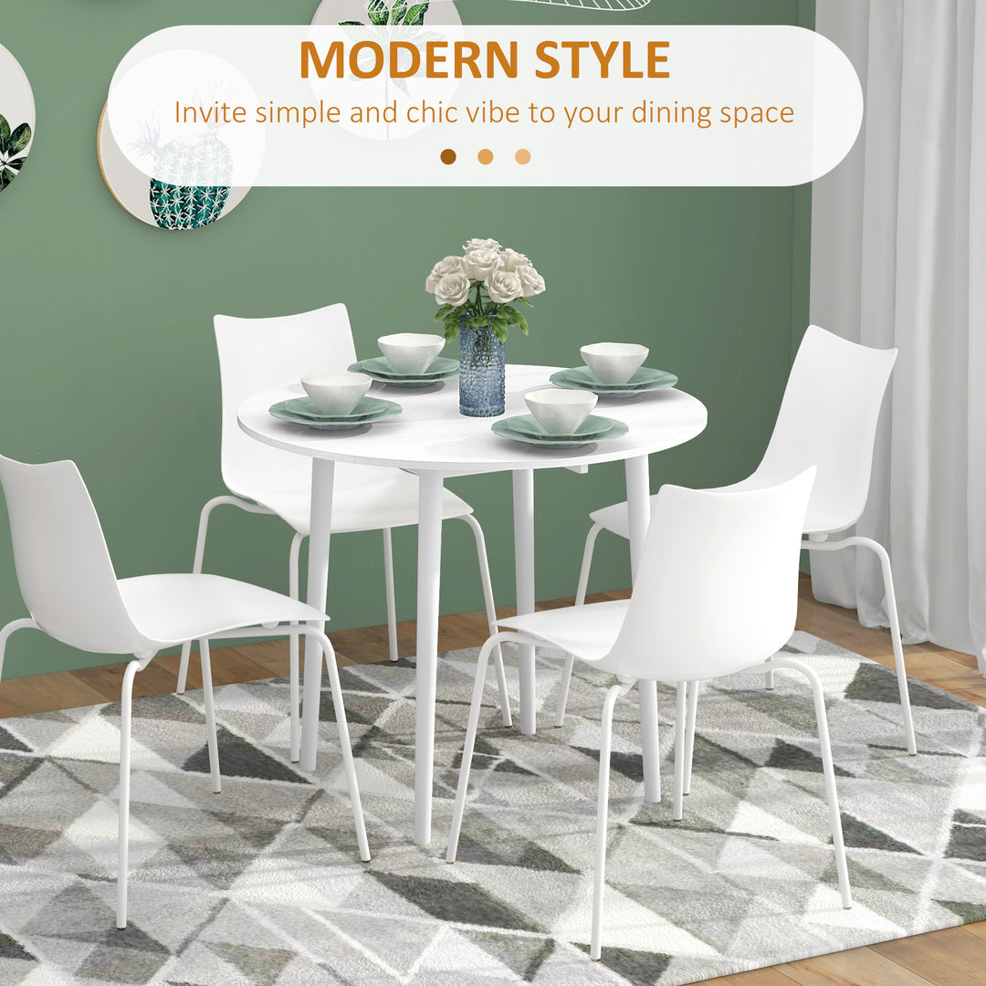 HOMCOM Folding Dining Table, Round Drop Leaf Kitchen Table for Small Spaces with Wood Legs, Oak