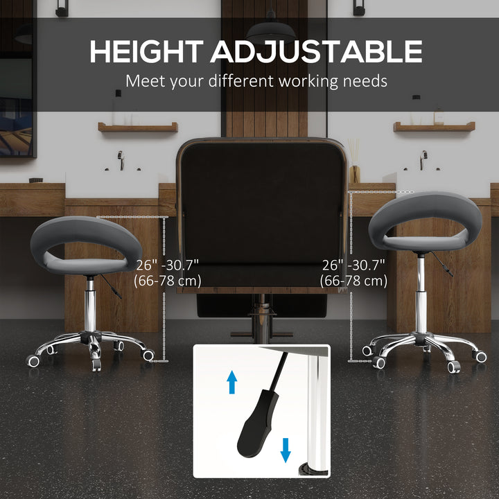 HOMCOM Modern Hydraulic Moon Salon Stool Rolling Swivel Chair Massage Spa Tattoo Pub Bar Stool, Grey