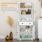 HOMCOM 63" 4-Door Kitchen Pantry Cabinet, Freestanding Storage Cabinet Cupboard with Adjustable Shelves, White