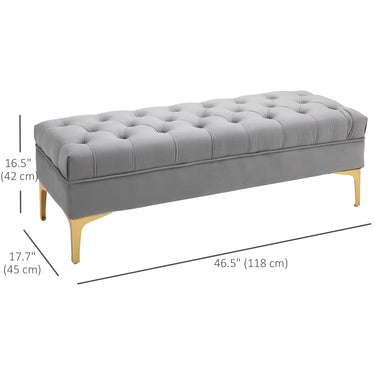 HOMCOM End of Bed Bench, Upholstered Bench, Entryway Shoe Bench with Button Tufted for Living Room, Bedroom, Grey