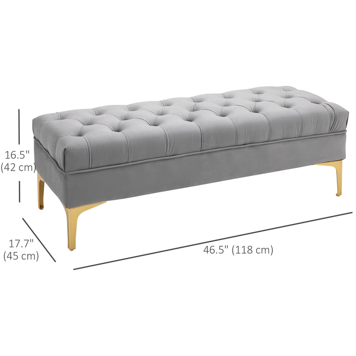 HOMCOM End of Bed Bench, Upholstered Bench, Entryway Shoe Bench with Button Tufted for Living Room, Bedroom, Grey